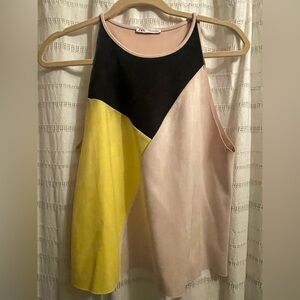 Zara Faux Suede Beige and Black Sleeveless Top